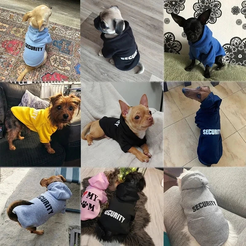 Security Dog Clothes Small Large Dogs Hoodie Coat Chihuahua Dog Sweatshirt French Bulldog Warm Puppy Clothes For Dog XS-9XL