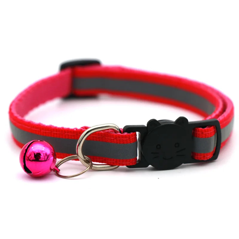 Mini Adjustable Dogs Collars Puppy Bell Necklace Bow Tie with Reflective Strips Cats Pattern Buckle Collars for Pets Accessories