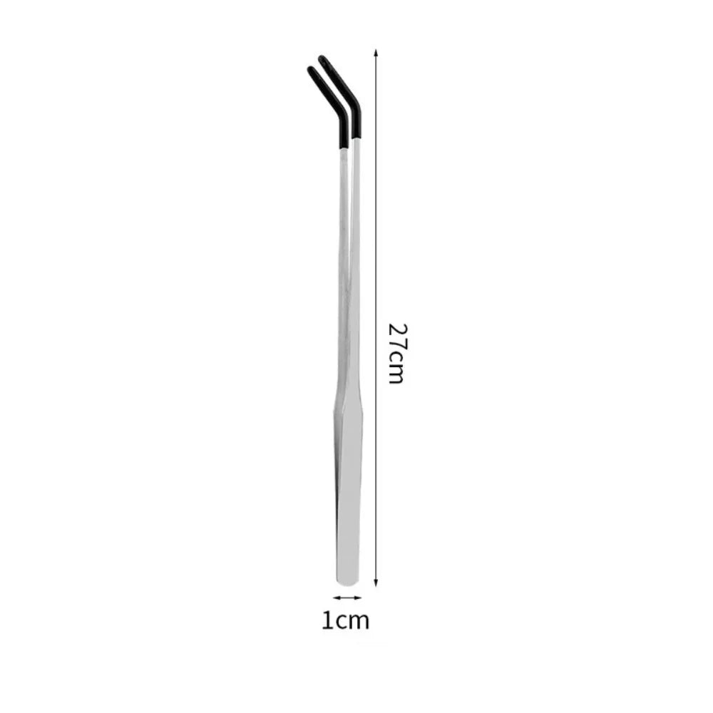 Stainless Steel Aquarium Feeding Tweezers Rubber Head 27CM Aqaurium Clip Tools Extended Length Non-slip Reptile Feeding Tongs