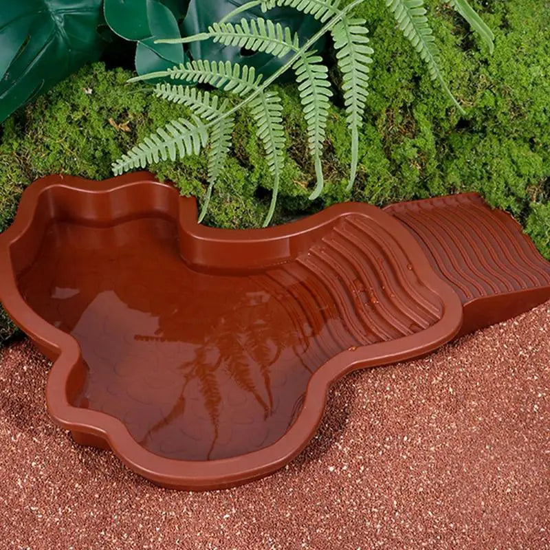Turtle Feeding Dish Reptile Bathing Pool With Ramp And Basking terrace Aquarium Ornament For Turtle Bearded Dragon Gecko Yard