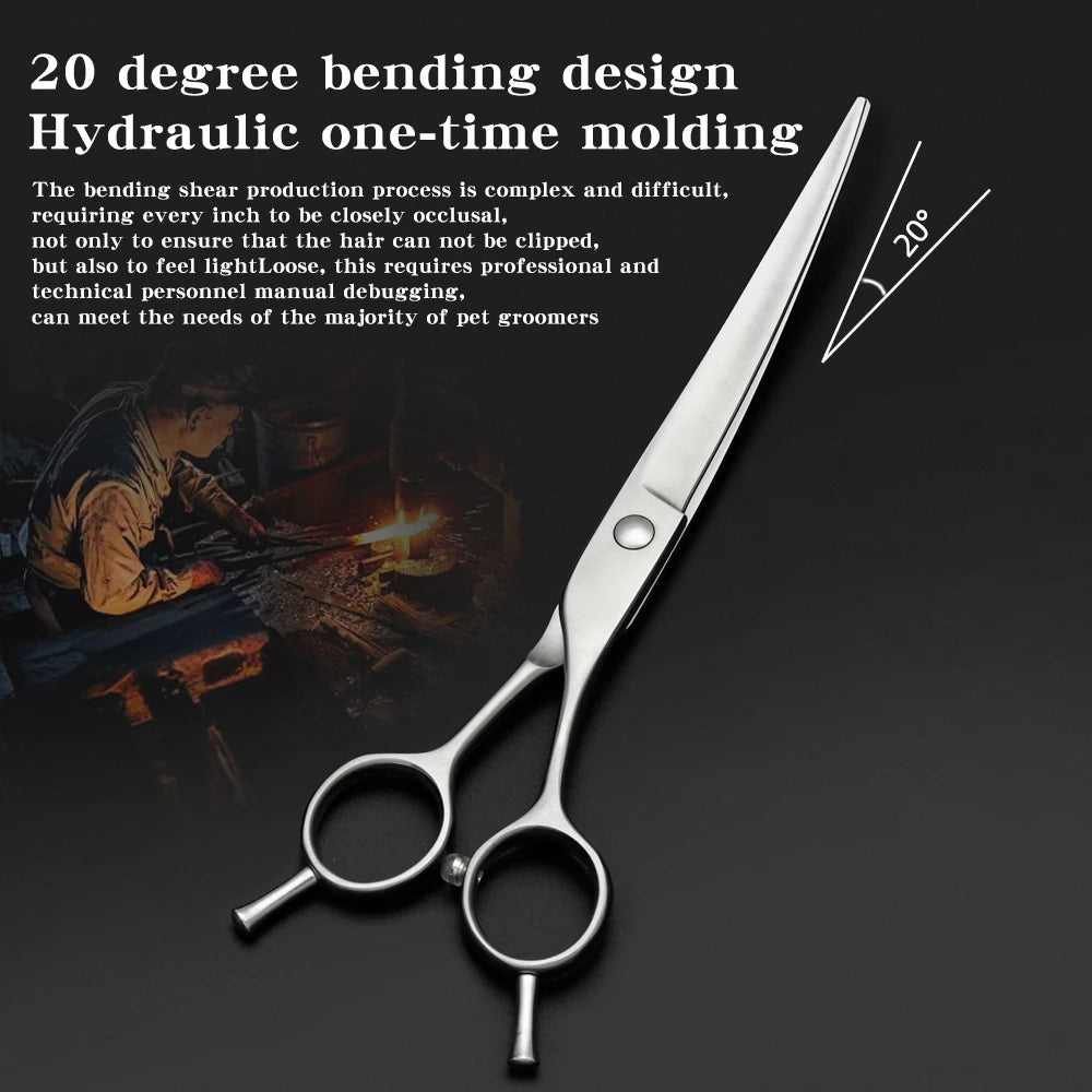 Bending Magic Scissors Professional Pet Beauty Scissors Beautician's Shop for Trimming VG10 steel Natural Trimming 7.25 inch