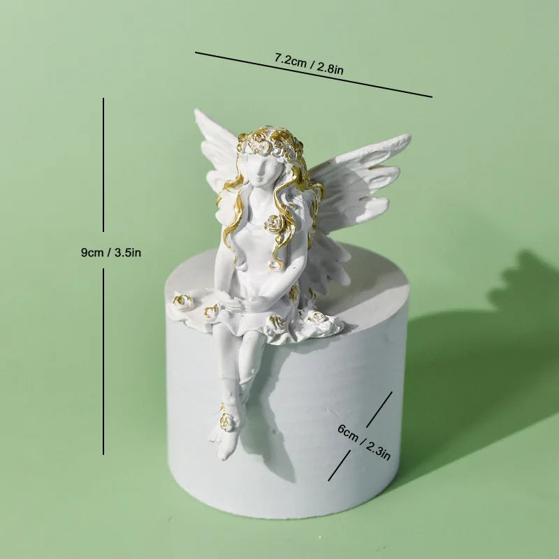 Creative Flower Fairy Resin Crafts Ornament Angel Wings Fairy Riding Horse Candle Holder Desktop Setting Decor