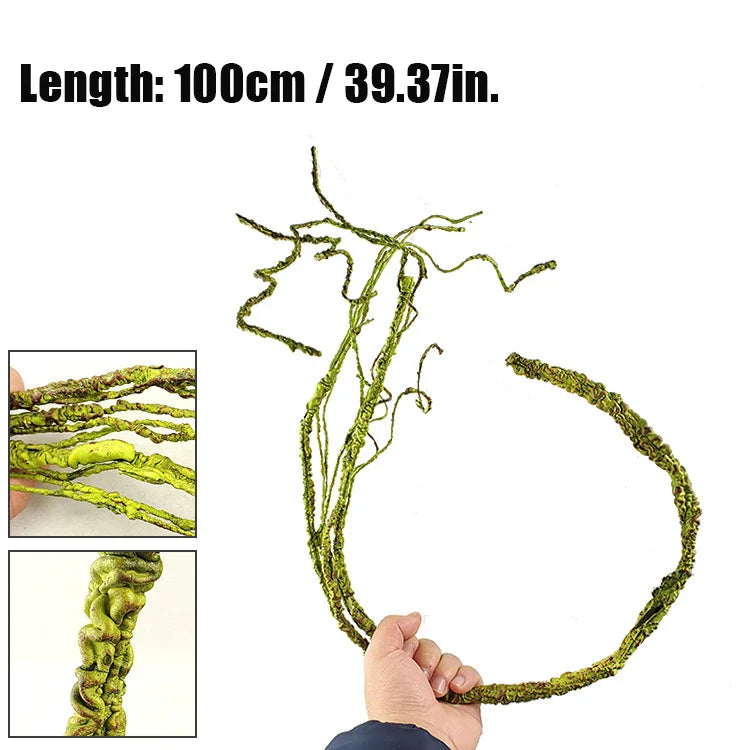 Reptile Landscaping Vine Fake Branches Rainforest Foam Rattan Terrarium Decor Habitat Decoration for Lizard Chameleon