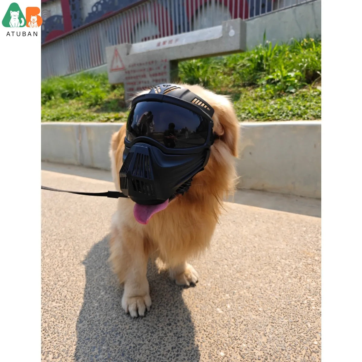 ATUBAN Dog Goggles for Medium-Large Breeds, Full Face Protection, Anti-UV Anti-Fog Pet Sunglasses for Outdoor Training, Walking