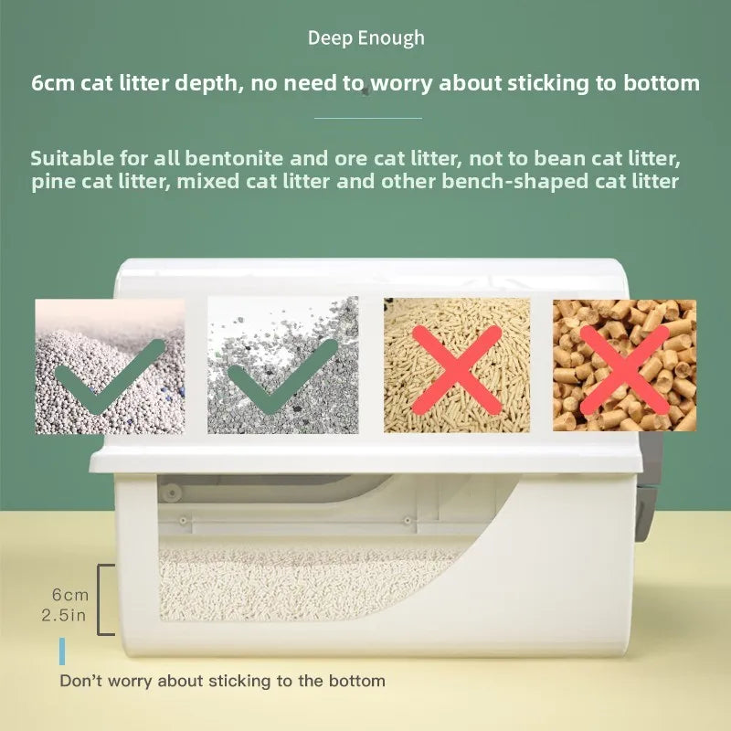 Easy To Clean Cat Litter Box Hand-pulled Shit Shoveling Fully Enclosed Cat Toilet Semi-automatic Cat Litter Box  Litter Tray
