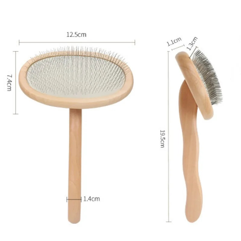 Dog Comb Wooden Handle Dog Brush Pet Grooming Comfortable Handle Combs for Cats Hair Knot Opening Dogs Hair Remover Pet Products
