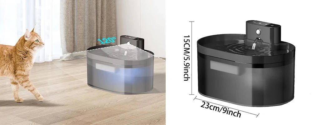 Ultra Quiet Cat Water Fountain Automatic cyclic filtering Pet Drinking Water Cat and dog Constant Temperature WaterBowl with LED