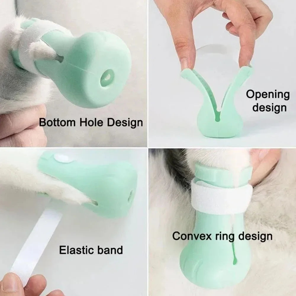 Adjustable Silicone Anti-scratch Cat Foot Shoes for Grooming Bath Washing Claw Cover Socks Cut Nails Protector Pet Grooming Tool