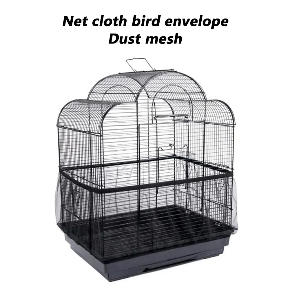 Mesh Bird Cage Cover Shell Skirt Net Easy Cleaning Catcher Guard Bird Cage Stretchy Mesh Parrot Bird Cage Net Jaula Para Pajaros