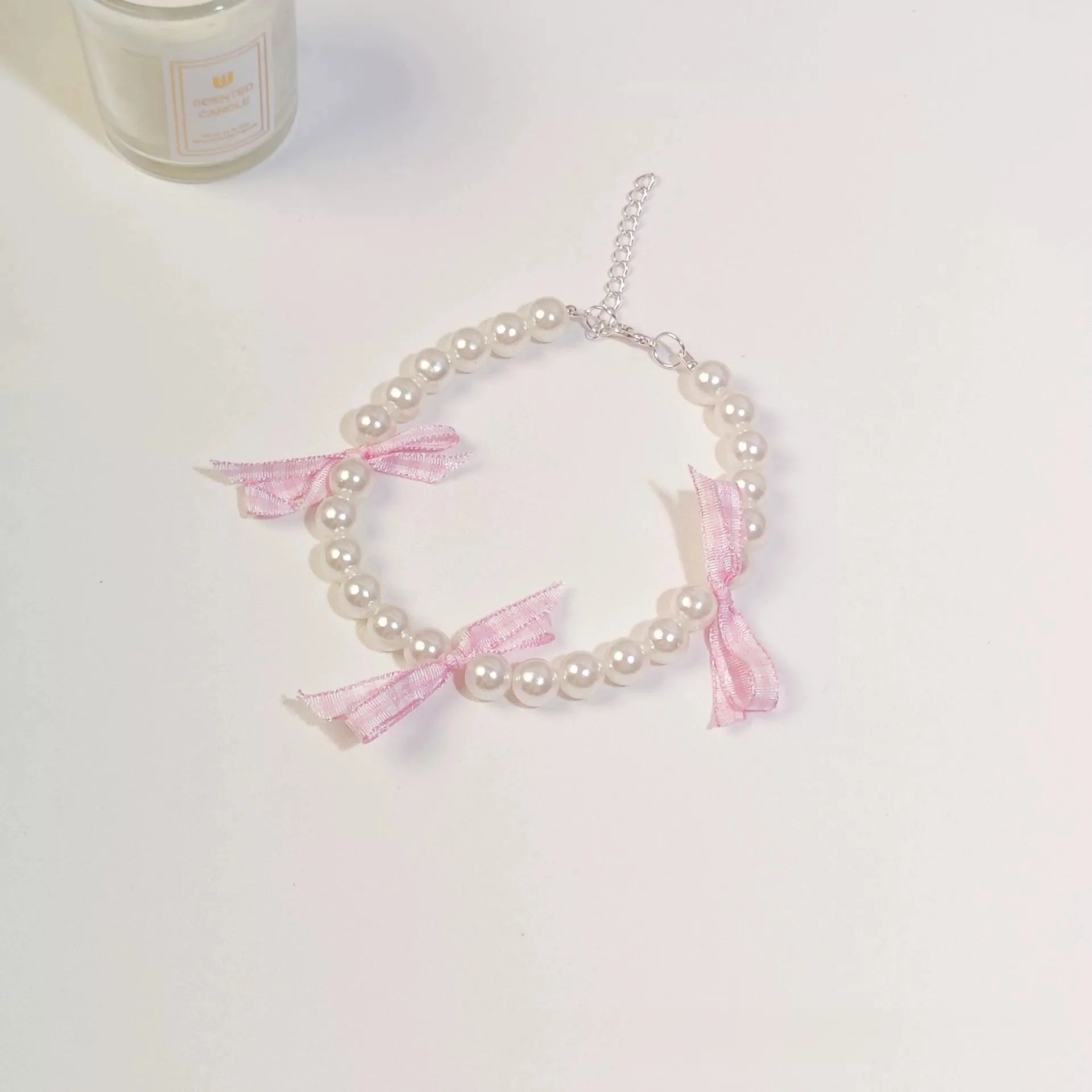 Cat Collar Decoration Pet Cute Exquisite Jewelry Kitten Adjustable Chain Cat Necklace High Simulation Pearls Pet Supplies