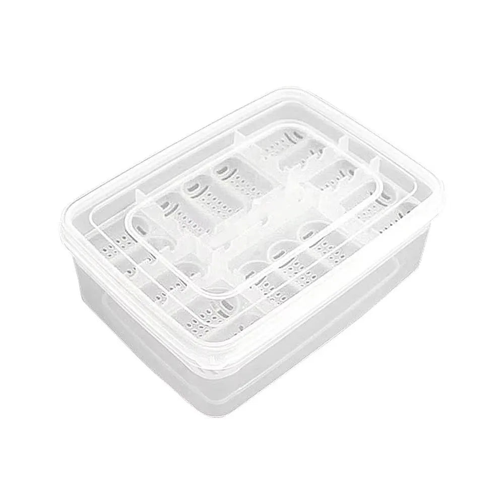 16 Grids Reptile Hatch Box with Thermometer Breathable Crawler Incubation Case Reusable Transparent Reptile Egg Hatch Container