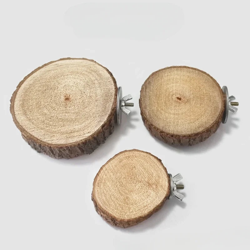 Parrot Hamster Round Stand Board Pet Birds Parrot Wooden Platform Bracket Toy Hamster Branch Perch Bird Cage Toy Pet Stand Board