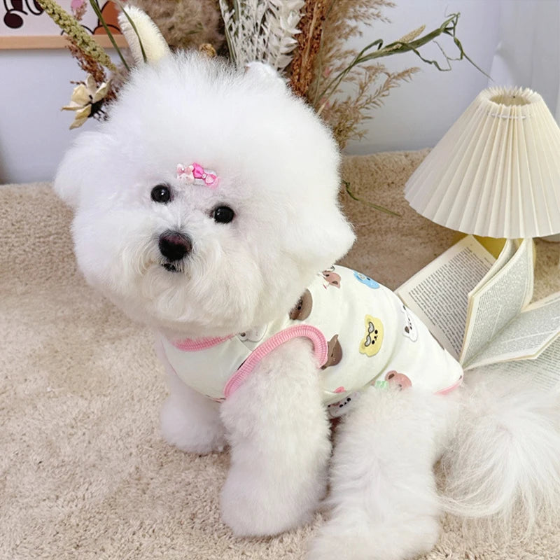 Bear Print Dog Vest Fashion Dog Clothes Summer Thin Puppy Shirt Breathable Cat Vest Pullovers Pet Sweatshirt Chihuahua Costumes