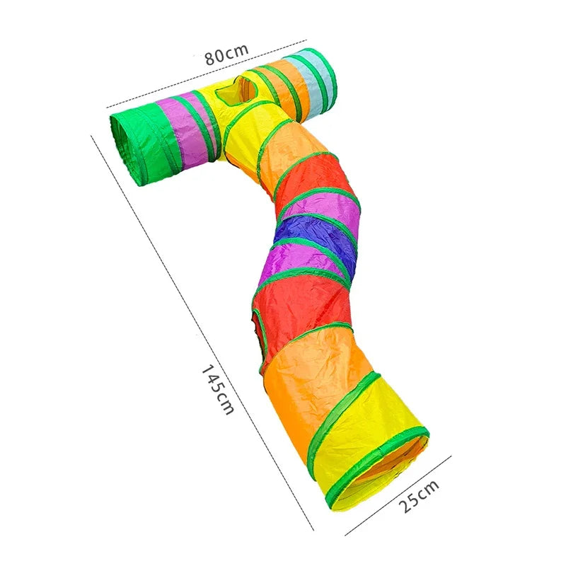 Collapsible Rainbow Cat Tunnel Pet Tube Play Toy Indoor Outdoor Kitty Puppy Toys for Puzzle Exercising Hiding Training Cat Toys