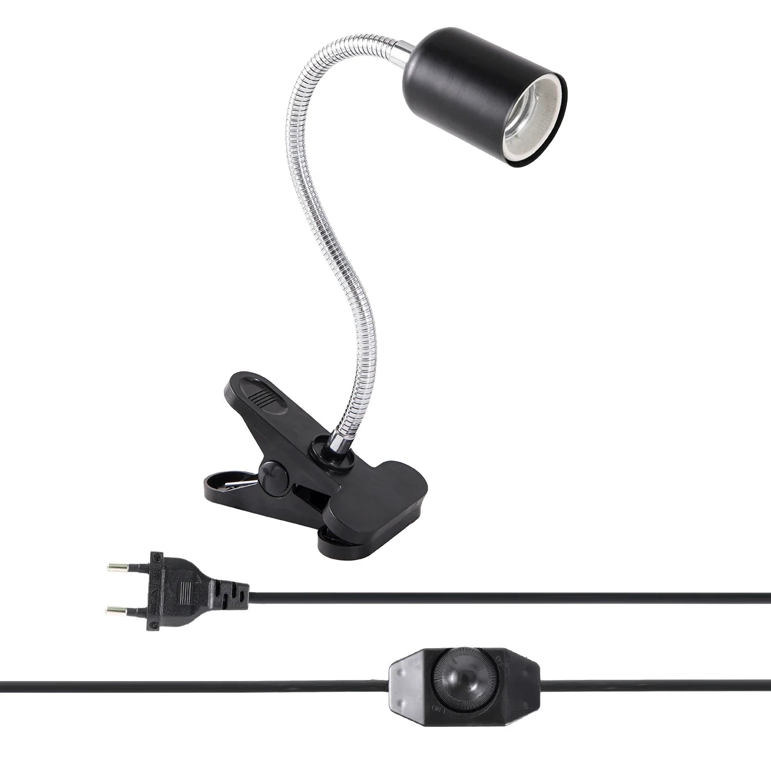 E27 360° Revolving Light Stand EU Lamp Holder Adjustable Brightness LED UVA Heat Lamp Clip For Reptile Pet Turtle Back Light