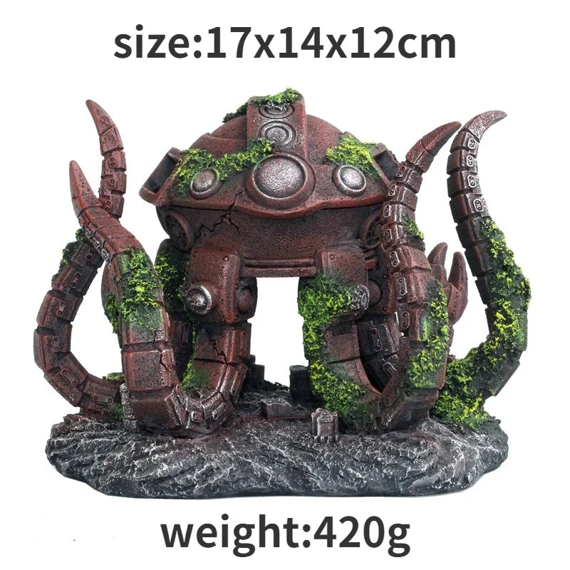 Transforming Robot Decoration Fish Tank Accessories Statue Car Dog Robot Mechanical Leopard Ornaments Aquarium Decoration Rock