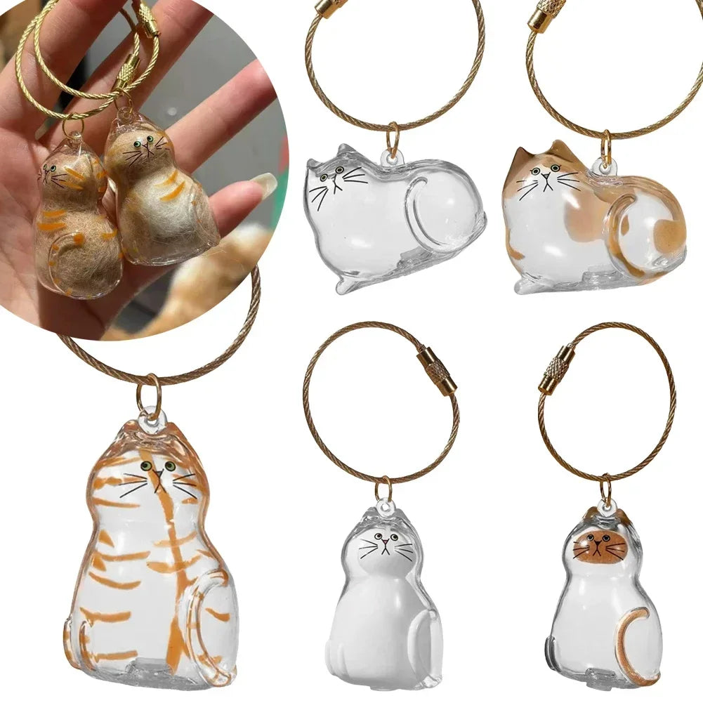 1-40PCS Pet Hair Organiser Memorial Keyring Transparent Cat Hair Organiser Souvenir for Pet Lovers Pet Memorials