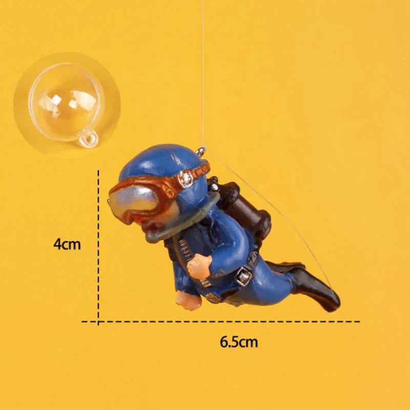 Luminous Green Mini Diver Kawaii Simulated Floating Frogman for Aquarium Ornaments Fish Tank Decoration Aquarium Accessories