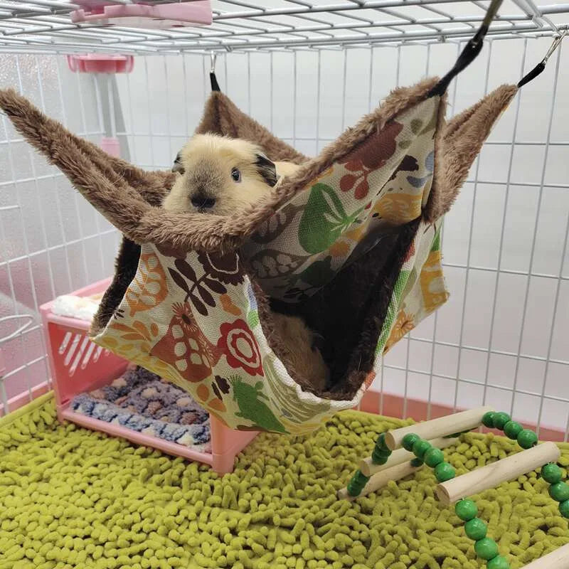 Warm Plush Hamster Hammock Small Animal Double-layer Thicken Sleeping Bag Nest Pets Rat Squirrel Hanging Cage House 햄스터케이지