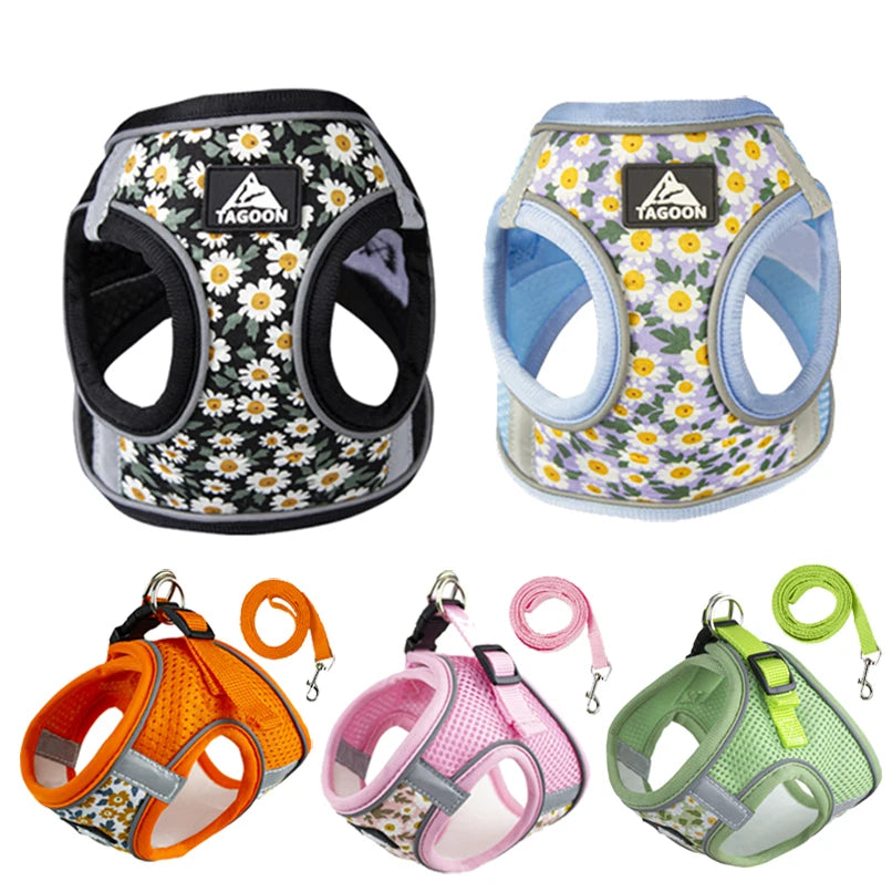 Dog Harness and Leash Set Reflective Pets Chest Strap for Small Puppy Cats Vest Harness Chihuahua Yorkies Teddy Walking Supplies