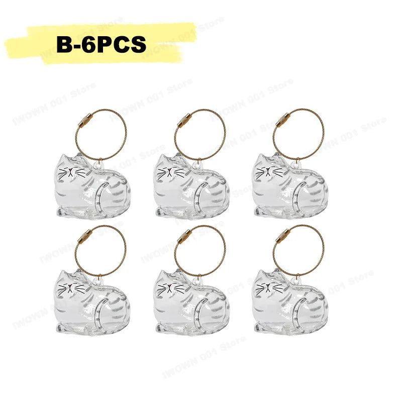 Cat Hair Storage Box Memorial Keychain Transparent Pet Fur Storage Container Hanging Cat Keychain Pendant for Pet Lovers
