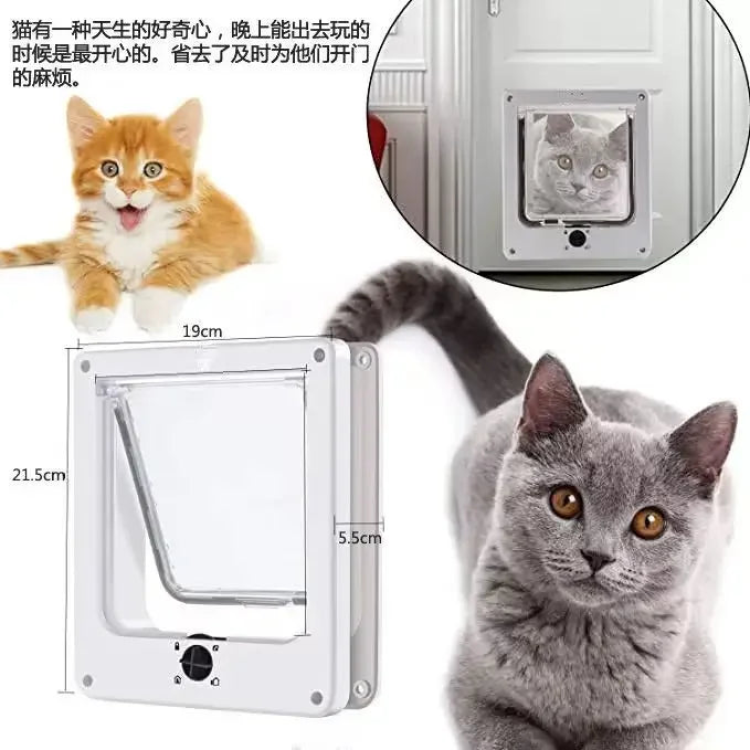 2629330105003+3 Dog Cat Flap   Way Security Lock Flap Door for Cats Kitten ABS Plastic Small Pet Gate Door Kit Cat