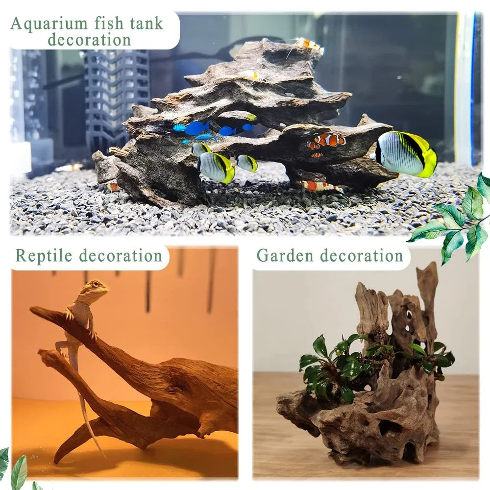 10-40cm Natural Wood Fish Tank Landscaping Decoration Aquarium Accessories Driftwood Ornament Fish Shrimp Reptile Habitats