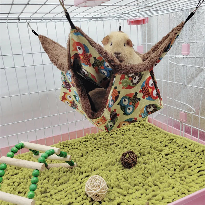 Warm Plush Hamster Hammock Small Animal Double-layer Thicken Sleeping Bag Nest Pets Rat Squirrel Hanging Cage House 햄스터케이지