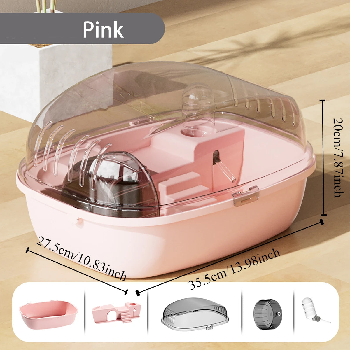 Large Hamster Cage Ventilation Openable Top Transparent Hamster Habitat House for Bunny Gerbils Hedgehog Mice Small Animals