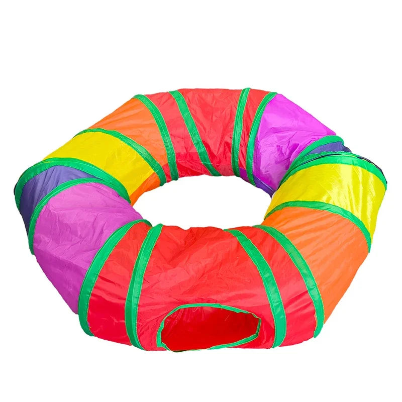 Collapsible Rainbow Cat Tunnel Pet Tube Play Toy Indoor Outdoor Kitty Puppy Toys for Puzzle Exercising Hiding Training Cat Toys