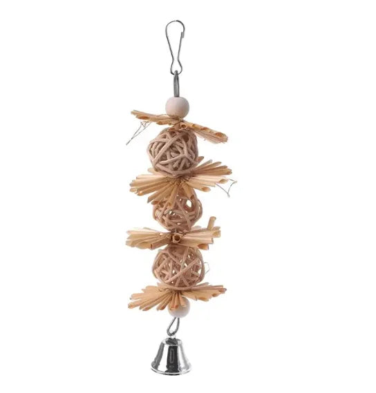 Small and medium-sized parrot toys, natural grass woven flower nibbling toys, rattan woven ball toys, bird toys