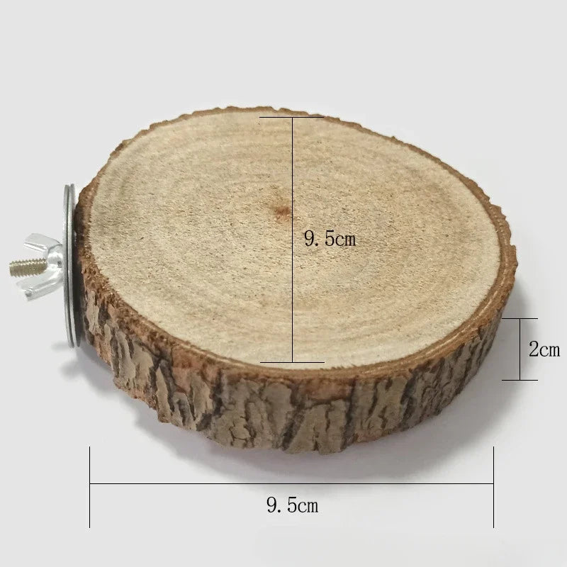 Parrot Hamster Round Stand Board Pet Birds Parrot Wooden Platform Bracket Toy Hamster Branch Perch Bird Cage Toy Pet Stand Board