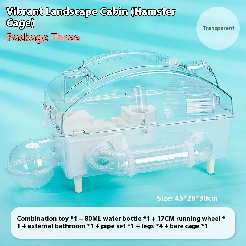 Large Transparent Hamster Cage Double Layer 45 Basic Enclosure Gerbil House for Small Pets with Ventilation Design hamster