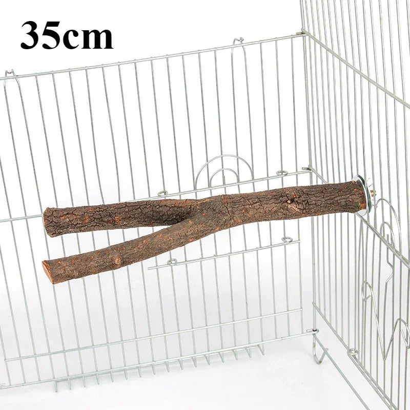 Natural Wood Pet Parrot Raw Wood Fork Tree Branch Stand Rack Squirrel Bird Hamster Branch Perches Chew Bite Toys Stick