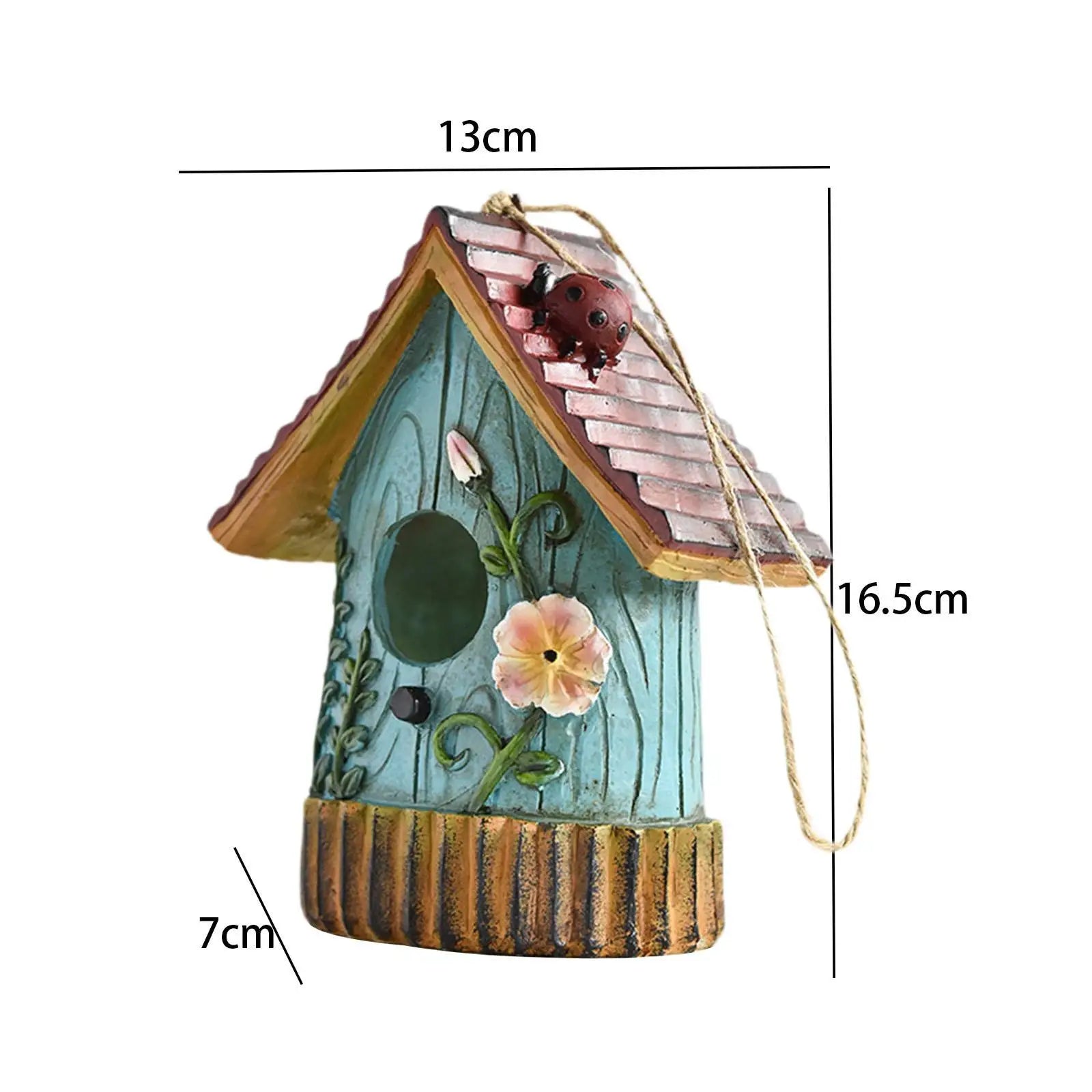 Hanging Bird House Outside Bird Hut Resin, Novelty Garden Decoration Hummingbird Nest for Fence, Trees, Yard, Backyard, Patio