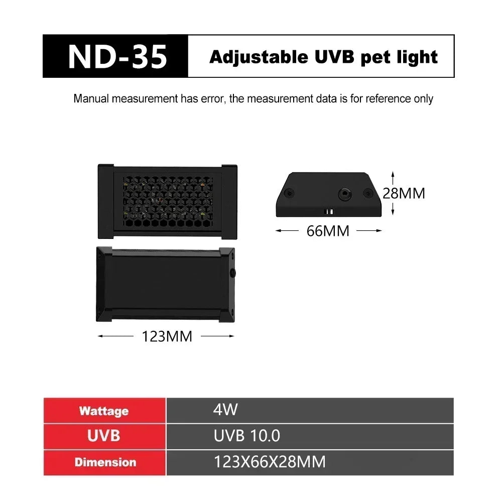 UVA+UVB Reptile Full Spectrum LED Light Turtle Lizard Snake Sunbathe Heat Lamp 4W/8W/12W Reptiles Calcium Supplement Lights Tube