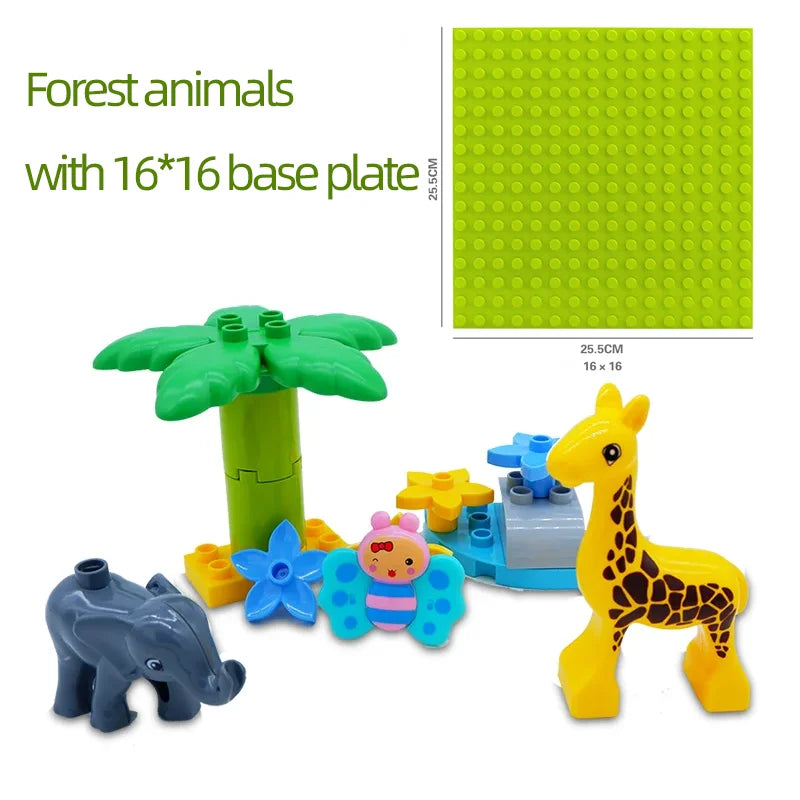 62-310 pieces DIY Building Blocks Bulk Compatible with Duplo Animals Marble Run City Classic Bricks Assembly Model Kids Toys