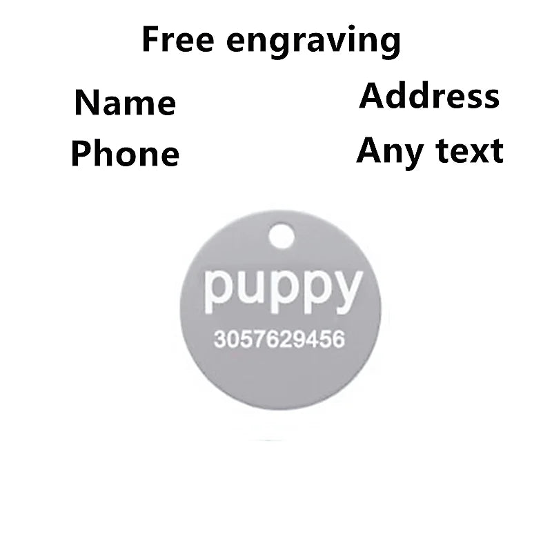 2pcs Free Laser Engraving Pet Dog ID Tag Cat Puppy Name Pendant Tags Personalized Custom Pets Tag Collar Anti-lost Nameplate