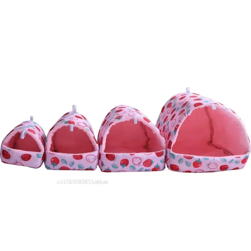 1pc Cartoon Hamster House Bed Winter Comfortable Rat Home Cute Foldable Guinea Pig Hanging Tent Sleeping Nest Ferret Cage