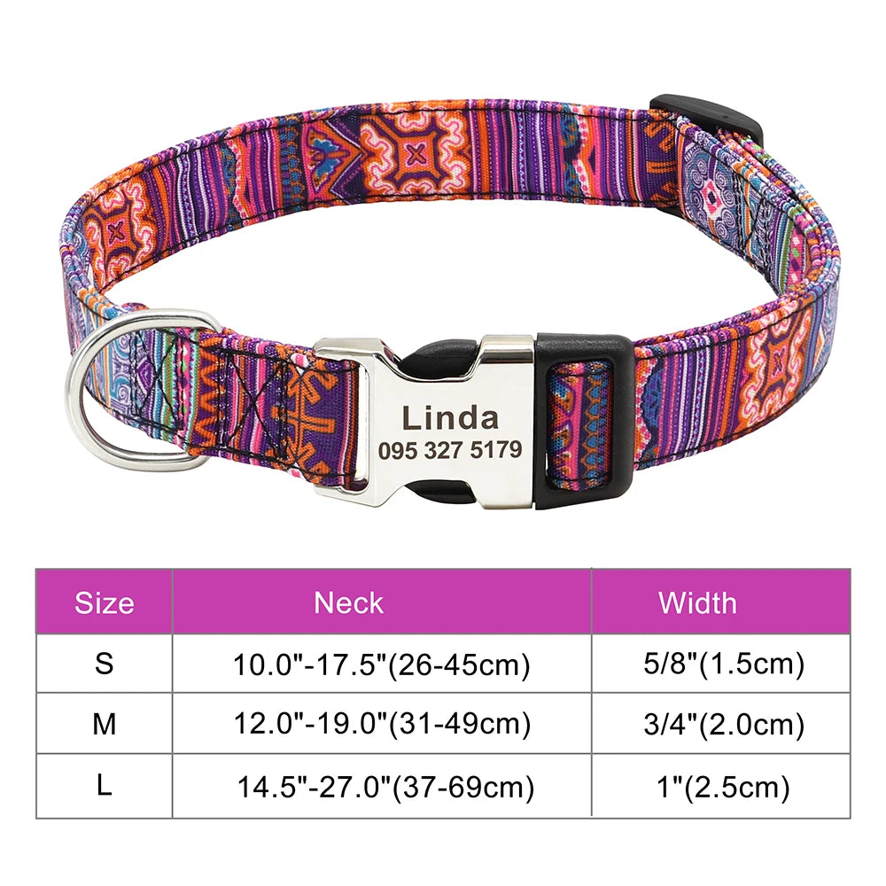Personalized Nylon Dog Collar Customized Pet Collar Engraved ID Tag Nameplate Buckle for Small Medium Large Dogs Pitbull Pug