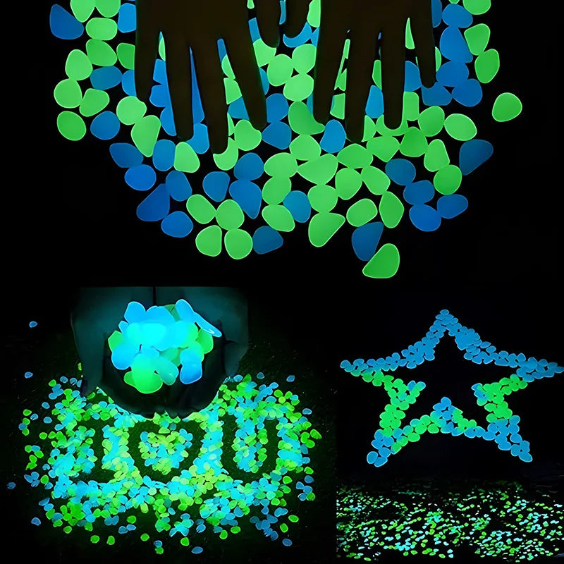 100pcs Luminous Ocean Stone Conch and Shell Fish Tank Decoration Simulated Aquatic Gravel Glow in Dark Pretty Little Rocks
