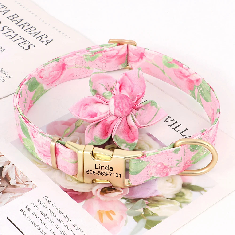 Custom Nylon Dog Collar Cute Print Dog Collars Free Engraved Pet ID Collars Necklace For Small Medium Large Dogs Pug Adjustable