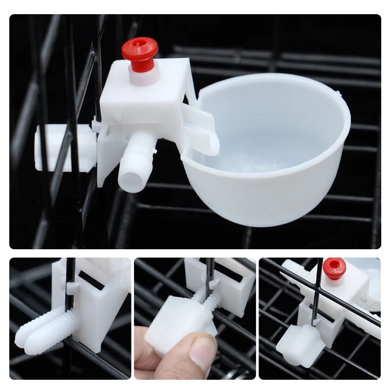 6/12Pcs Adjustable Poultry Drinker Bowl Plastic Automatic Pigeon Water Cups for Chikens Bird 9.5mm Water Drinking Fountain