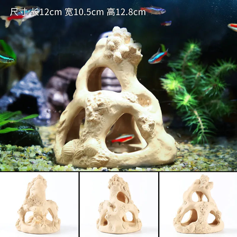 Aquarium Decoration Pottery Scorpion House Canister Fish Tank Ceramic Fish Shrimps Shelter House Simulation Stone Decor