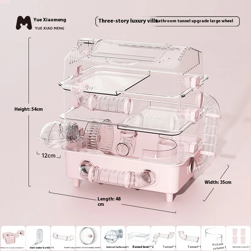 Hamster Cage Large Luxury Villa Supplies Three-layer Acrylic Panoramic Transparent Golden Bear Special Nest