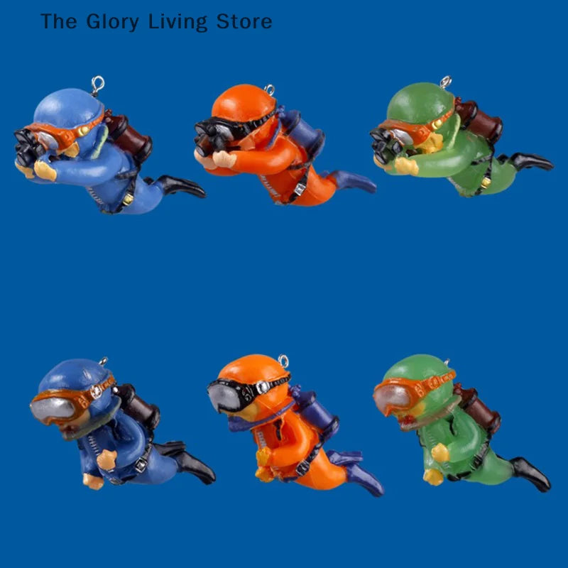 Luminous Green Mini Diver Kawaii Simulated Floating Frogman for Aquarium Ornaments Fish Tank Decoration Aquarium Accessories