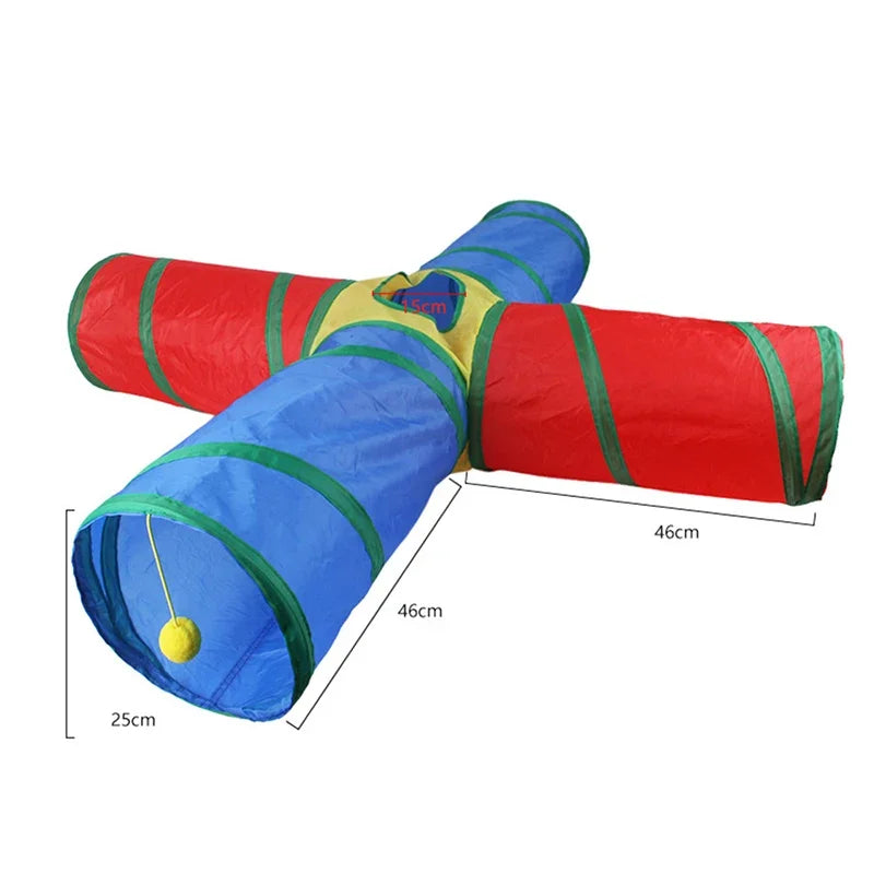 Collapsible Rainbow Cat Tunnel Pet Tube Play Toy Indoor Outdoor Kitty Puppy Toys for Puzzle Exercising Hiding Training Cat Toys