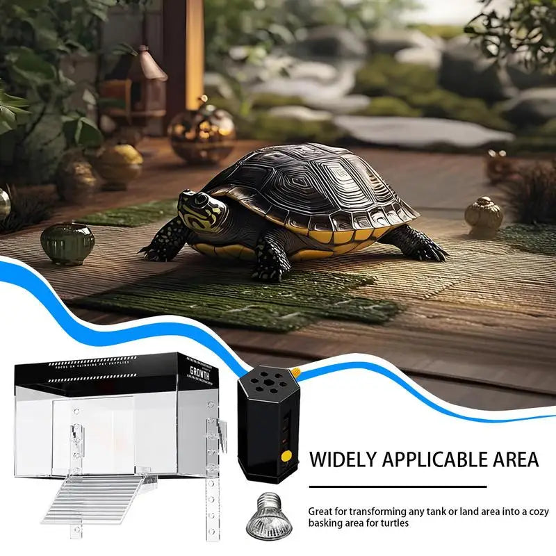 Turtle Tank Basking Area Pet Turtle Tank Basking Dock with Lid Reptile Resting Land Aquatic Terrapin Enclosure Cage