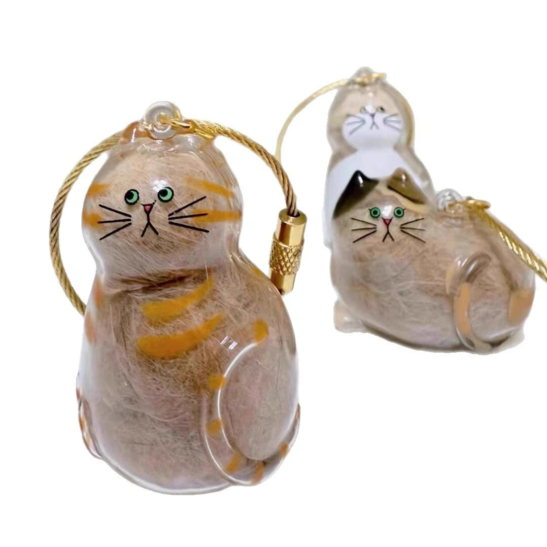 Stylish Cat Key Holder Fluffy Ball Hair Collector Transparent Case Fashionable Pet Accessories for Kitty Owners