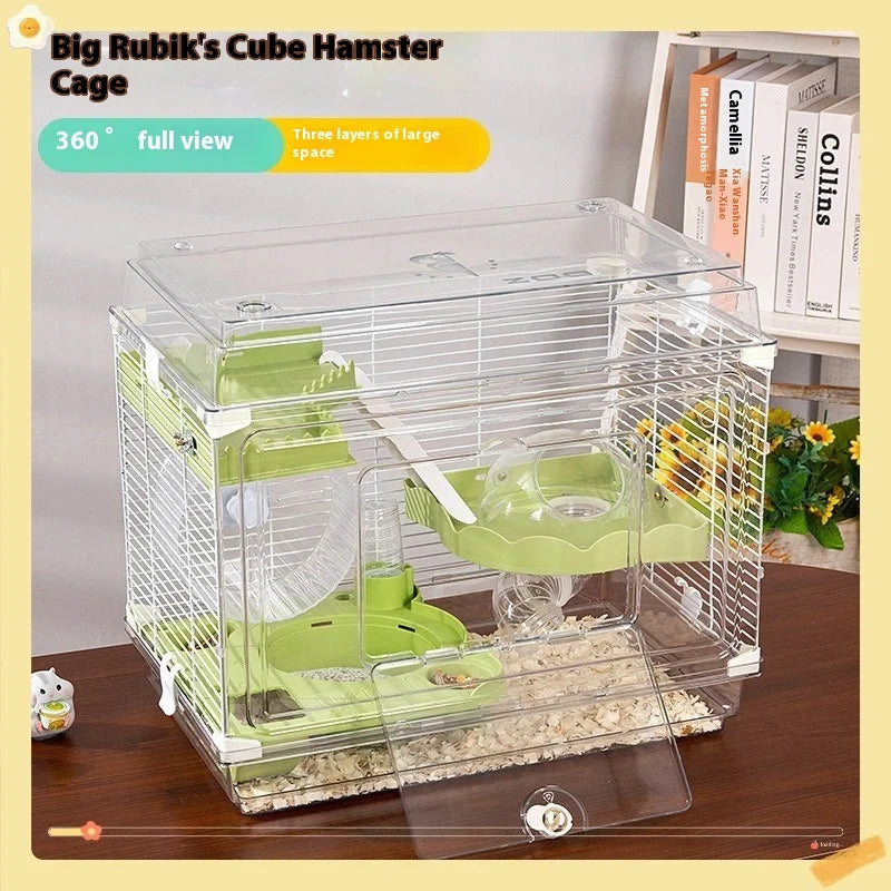 New transparent hamster cage, three-layer acrylic cage, golden bear nest, large-size hamster cage villa, universal in allseasons